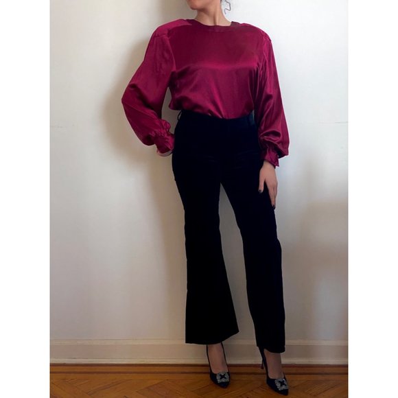 Theory - Black Velvet Low Rise Wide Leg Trousers (XS-S) - Picture 6 of 8